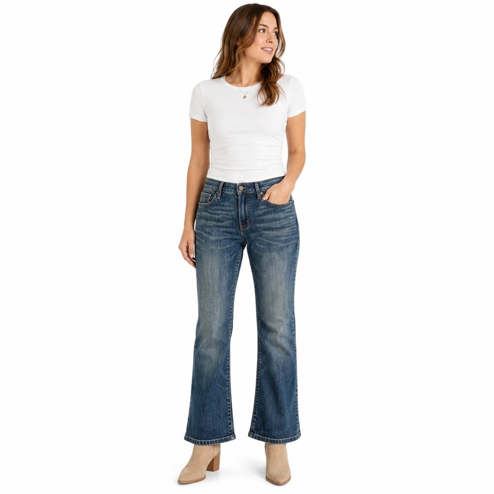 White House Black Market Slim Boot Jeans Womens 14 Blue Mid Rise Everyday Soft - Picture 1 of 9